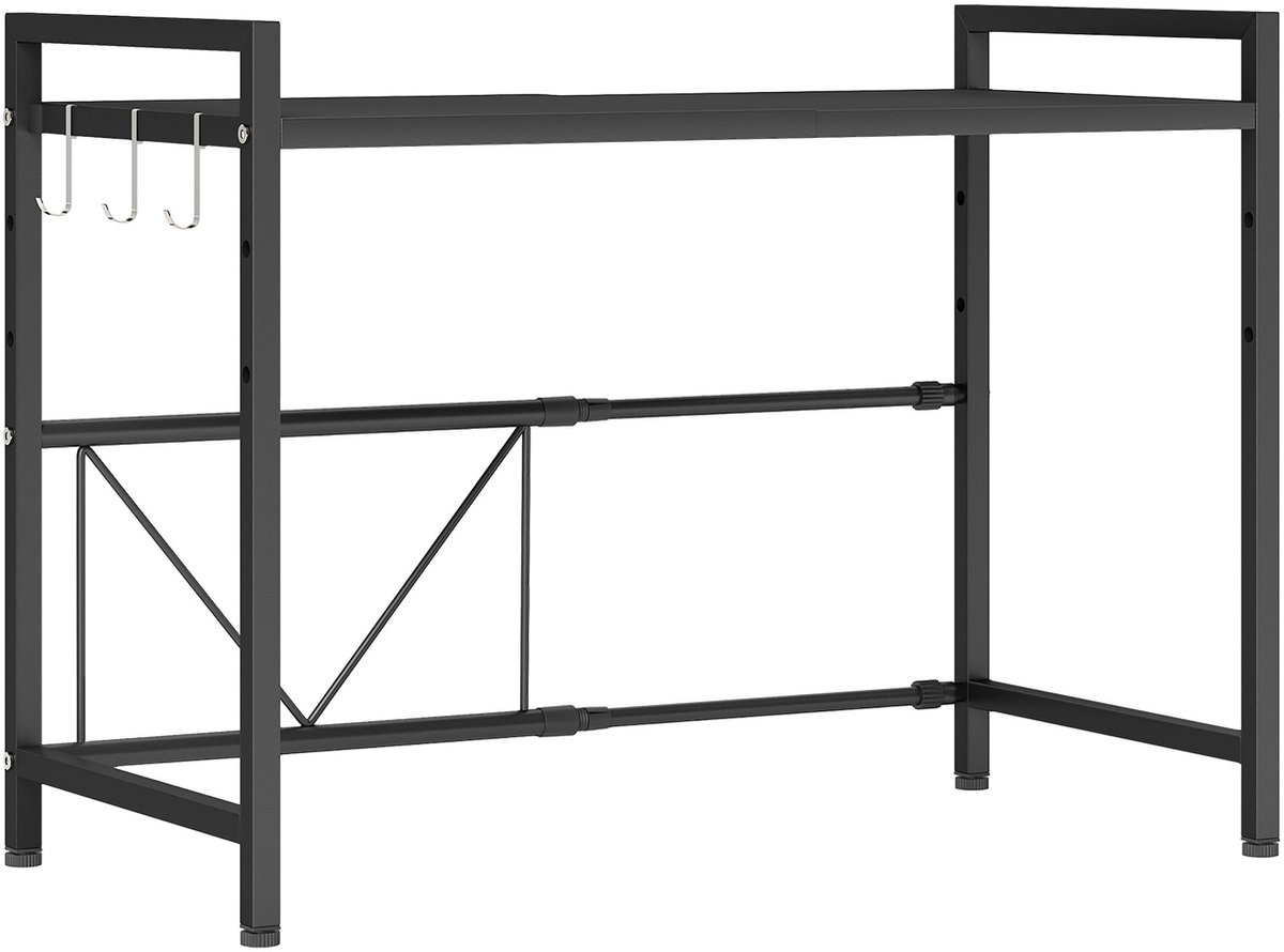 Magnetronplank-3 haken-uitschuifbaar-metaal-40 cm hoog-zwart