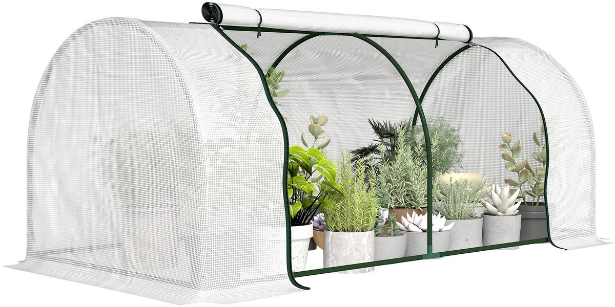 Outsunny Mini Kas - PE - 200x100x80cm - Wit