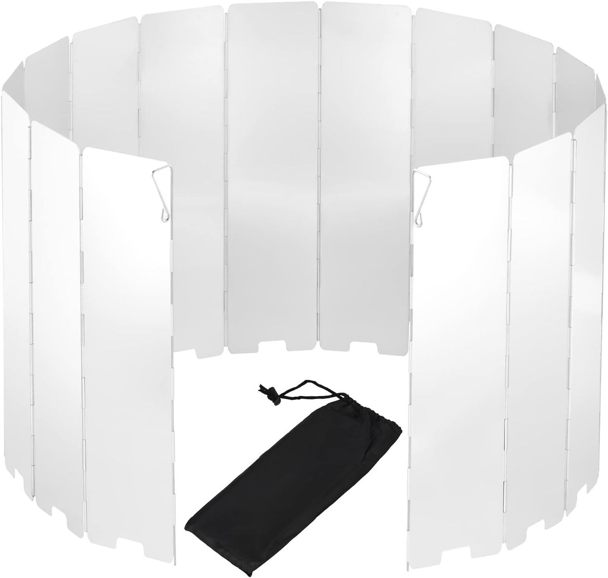 Warmteverdeler voor gasgrill - Aluminium - 24 x 134 cm - 16-platen opvouwbaar windscherm - Voor camping en outdoor koken
