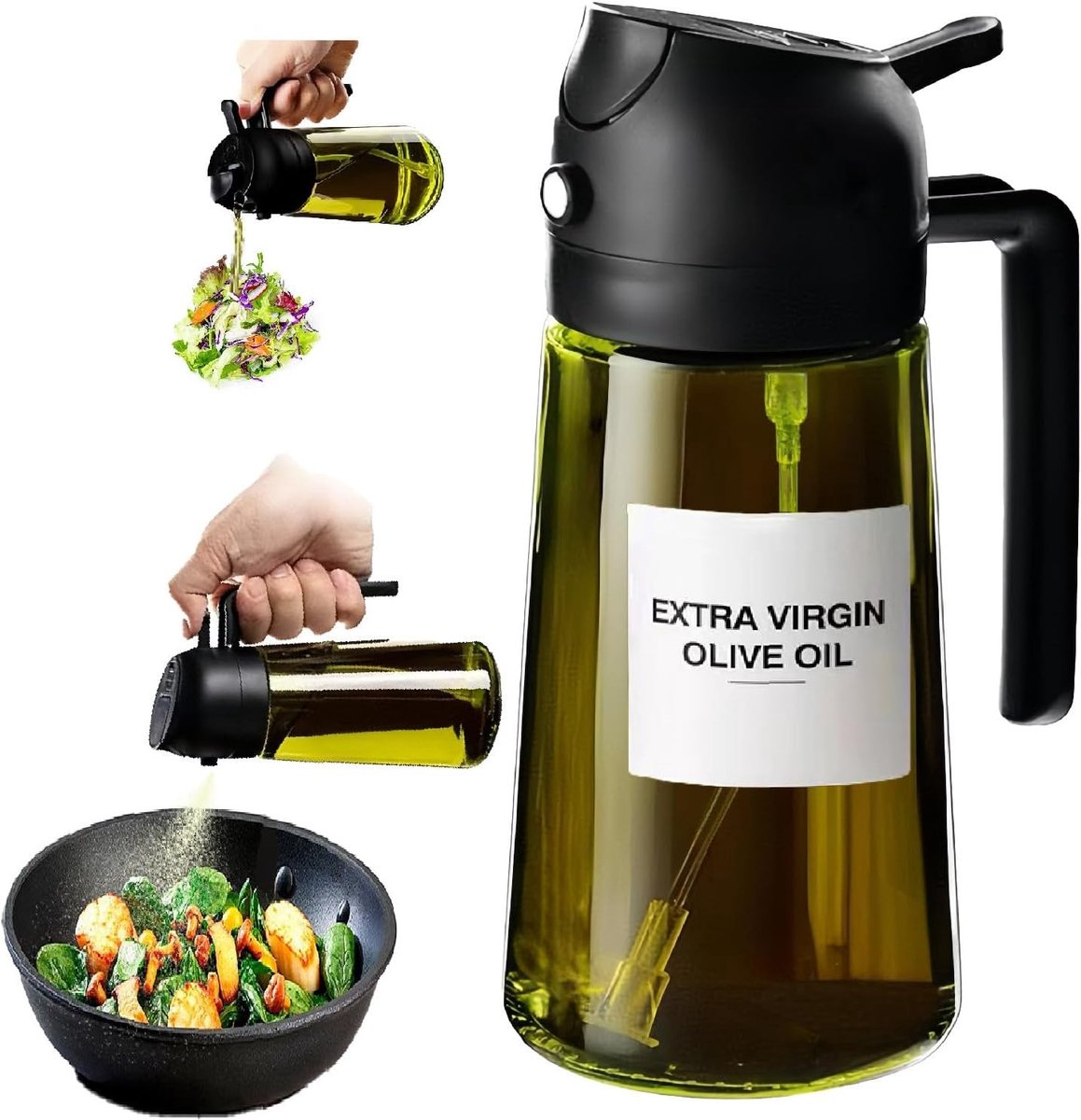 Olijfoliesprayer - Transparant - 470 ml - UV-bestendig Glas - Keukengadget voor Koken en BBQ