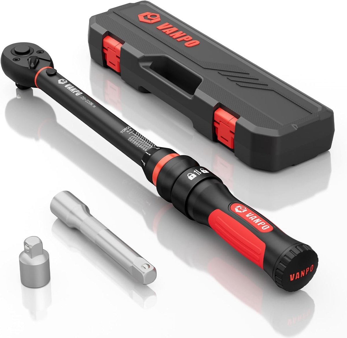 Momentsleutel voor auto - 1/2 inch - 20-220 Nm - Verstelbare Koppelmomentsleutel met Precisieschaal - Voor Reparatie en Onderhoud