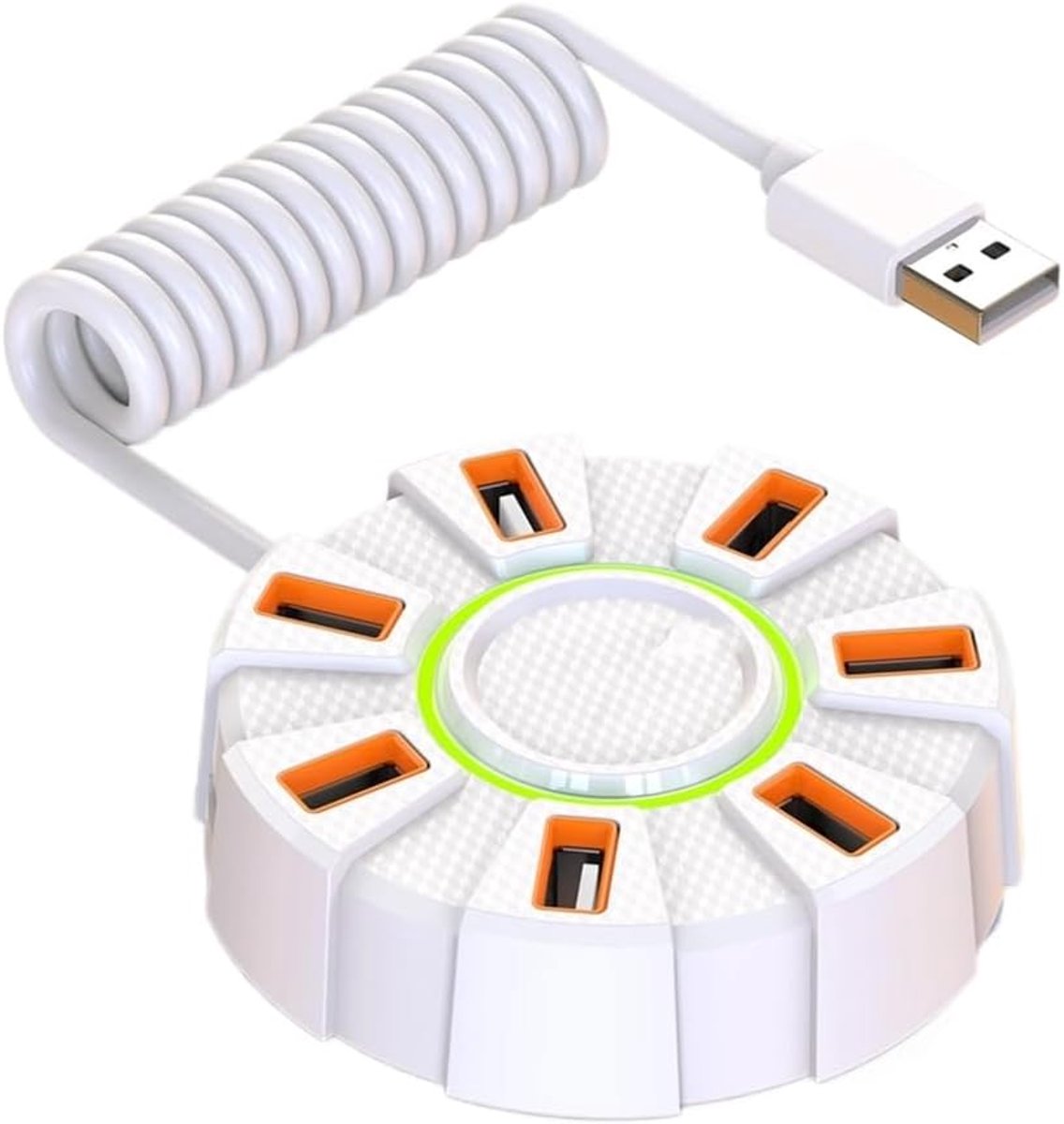 casalora – 7 Port USB 2.0 Hub mit 1,2 m Kabel – USB Verteiler mit Stromversorgung – Mehrfach USB Adapter für PC, Laptop, Gaming & Geräte – Wit