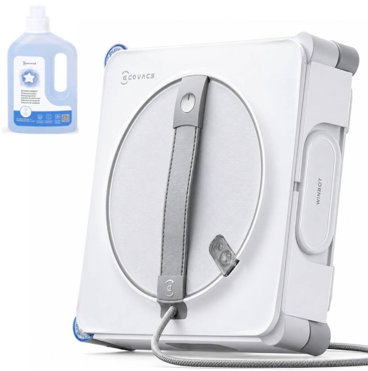 ECOVACS WINBOT W2S Robot Ramenwasser–Ruitenreiniger– Ruitenreinigingsrobot-WIN-SLAM 4.0 -TruEdge randreiniging – 200 rpm schrobber – 8.000 Pa–10 Traps veiligheidssysteem – Voor ramen – Spiegels – Glazen deuren-1000ml Schoonmaakmiddel