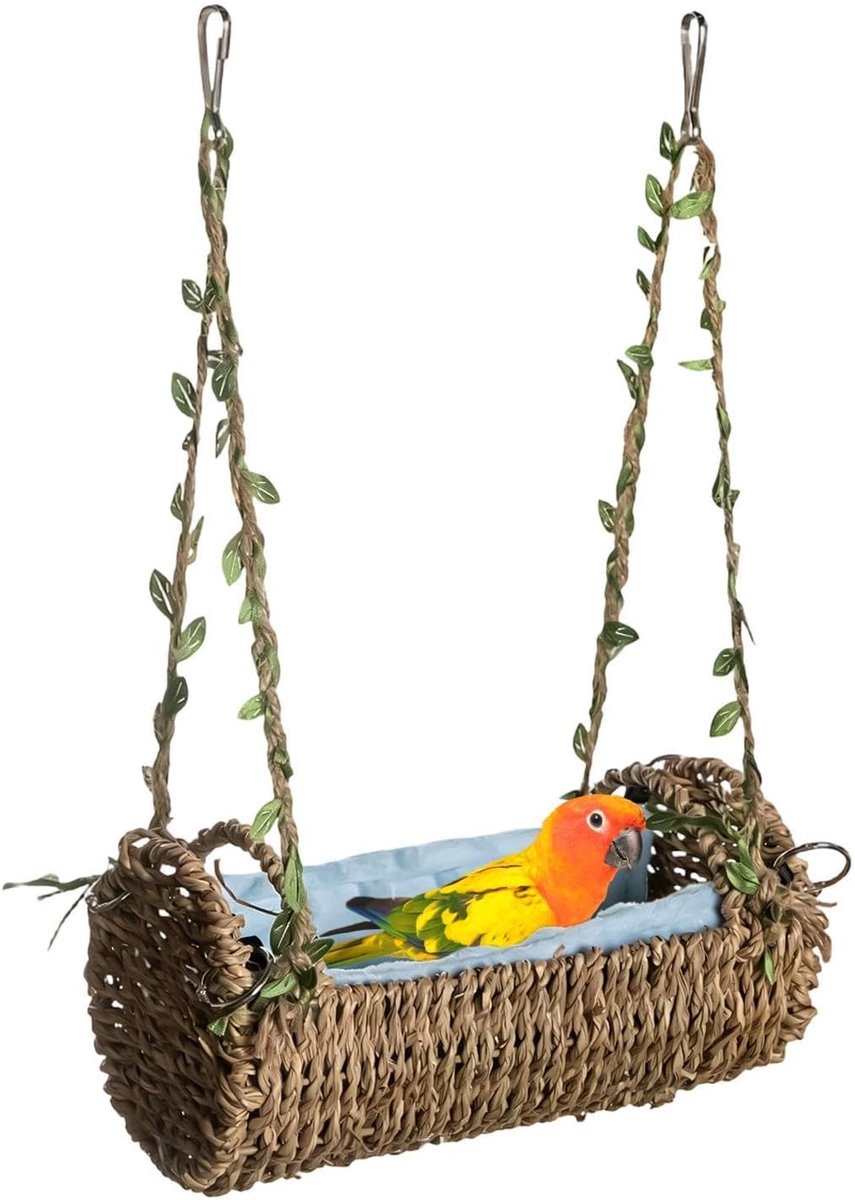Papegaaienhangmat – Hamsterhangmat – Hangend schommelbed – Knaagbestendig – Geschikt voor vogels, hamsters en meer – Blauw