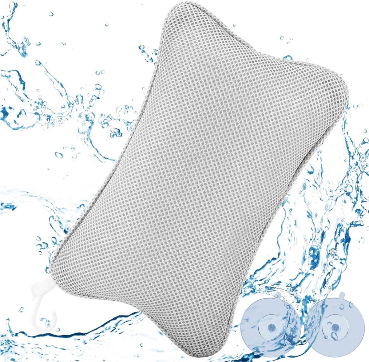 DYVNS® Badkussens voor in Bad - Ergonomisch Badkussen met Zuignappen - Nekkussen met Hoofdsteun - Anti slip