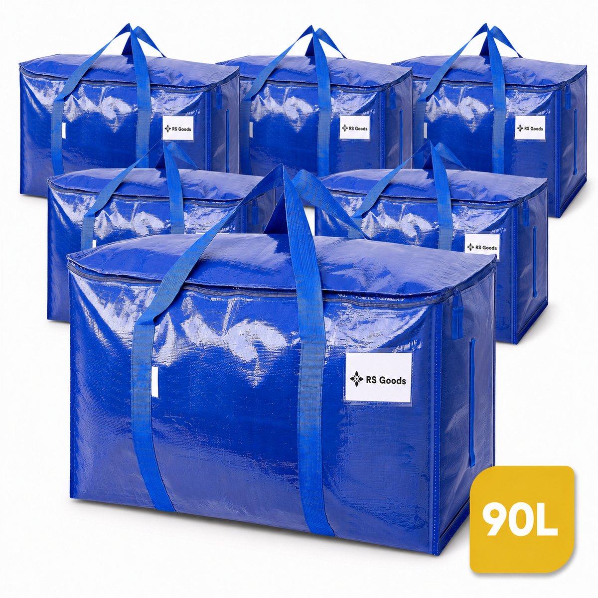 Verhuis & Opbergtassen - 6 Stuks - Verhuiszakken - 90L - Verhuisdozen - Opbergtassen - Stevige Verhuistas met Rits - Grote Opbergzak - Big Shopper Moving Bag - Waterafstotend & Scheurvast