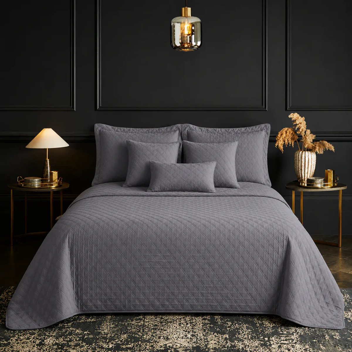 Lavandoux Bedsprei - Quilt - Ash Grey - 220 x 240 cm - 2-persoons Grijs