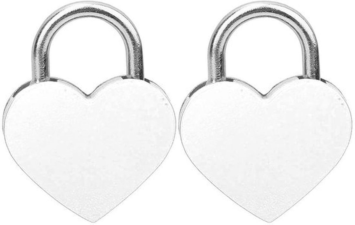 Hartslot 2 Sets - Metaal - Hartvormig - Sleutels - Voor Dagboeken - Kleine Bagage - Afmeting 30 x 39 mm - Hangslot