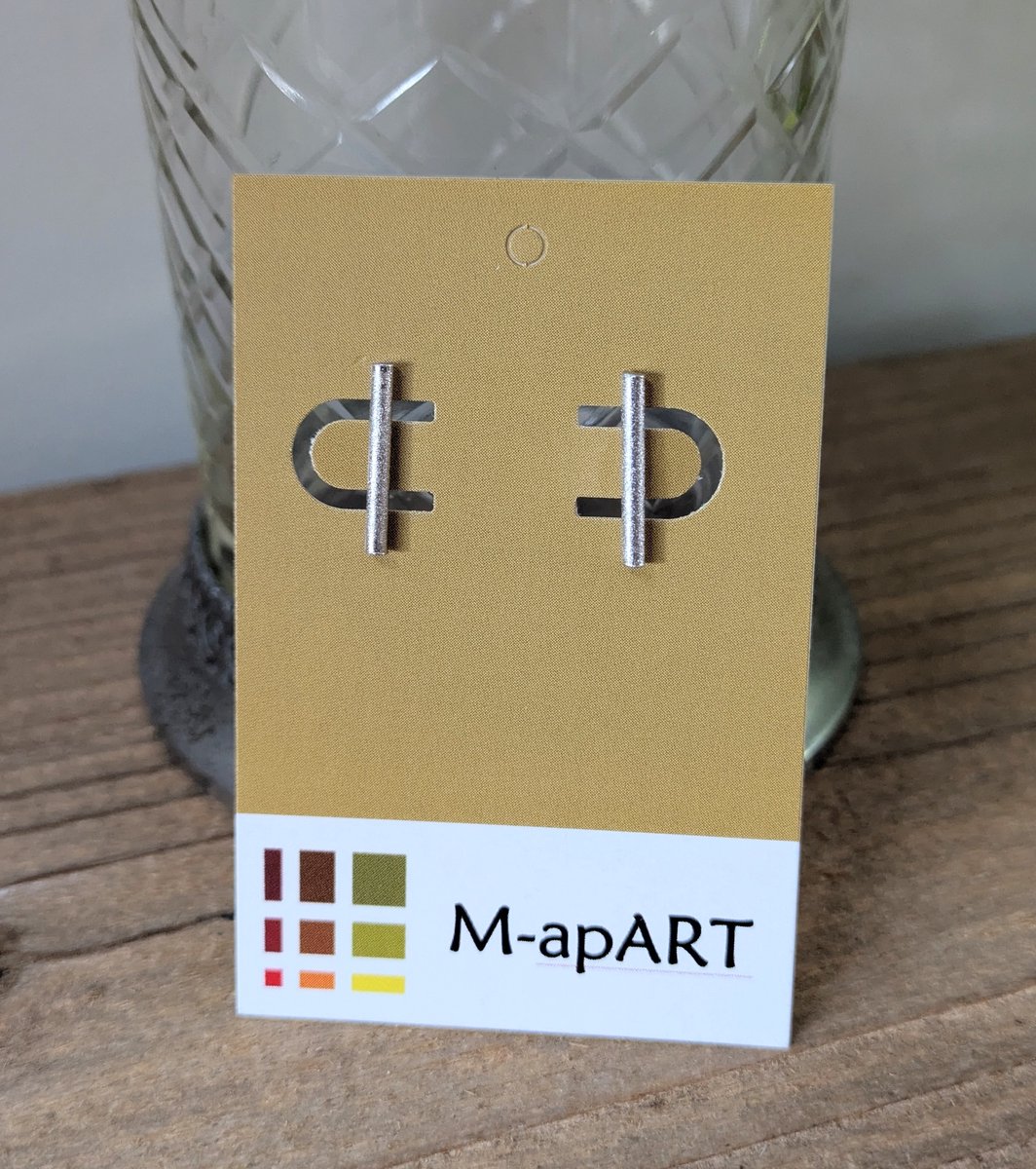 M-apART chirurgisch staal (code 316L) oorstekers met een mat zilverkleurig staafje