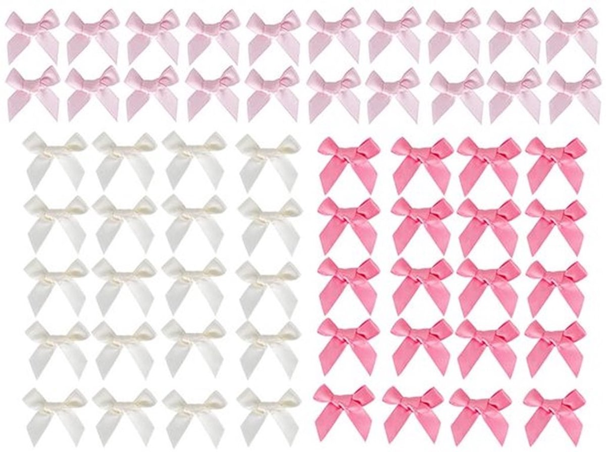 Set van 60 Roze Satijnen Strikken voor Cadeaus