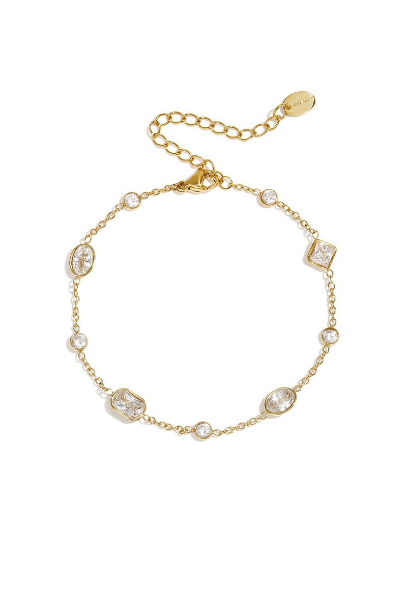 Lila - Geometrische Bedelarmband - Zirkoon - Stainless Steel - - Wit