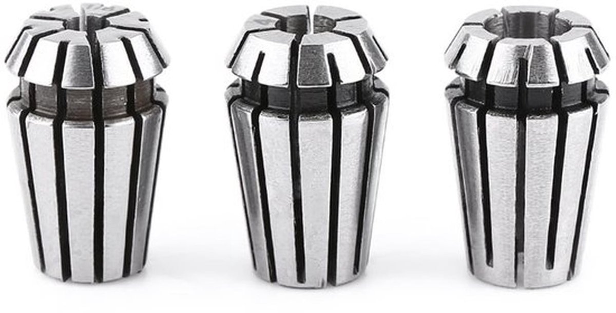 Collets 3 stuks - ER11 Spantangen - CNC Graveermachine Houder - 4 mm / 1/8 inch / 6 mm - 65Mn Verenstaal - Hoogwaardige Precisie