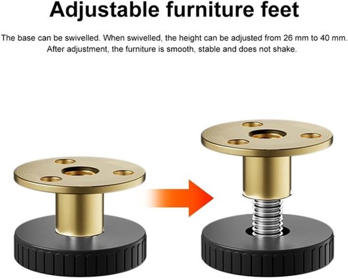Tafelpoten Verstelbaar - Meubelpoten Set van 4 - Hoogwaardig Staal - Krasbestendig - Antislip Pads - Draagvermogen 27-40 mm