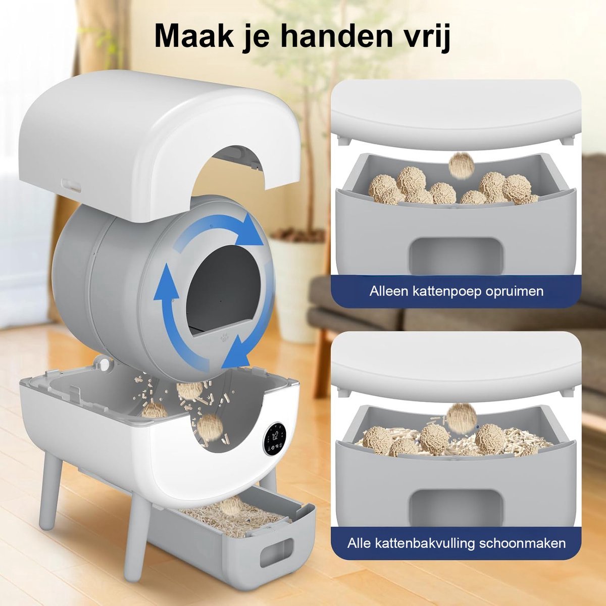 Zelfreinigende Zelfreinigende XXL 95L Kattenbak - afbeelding 2