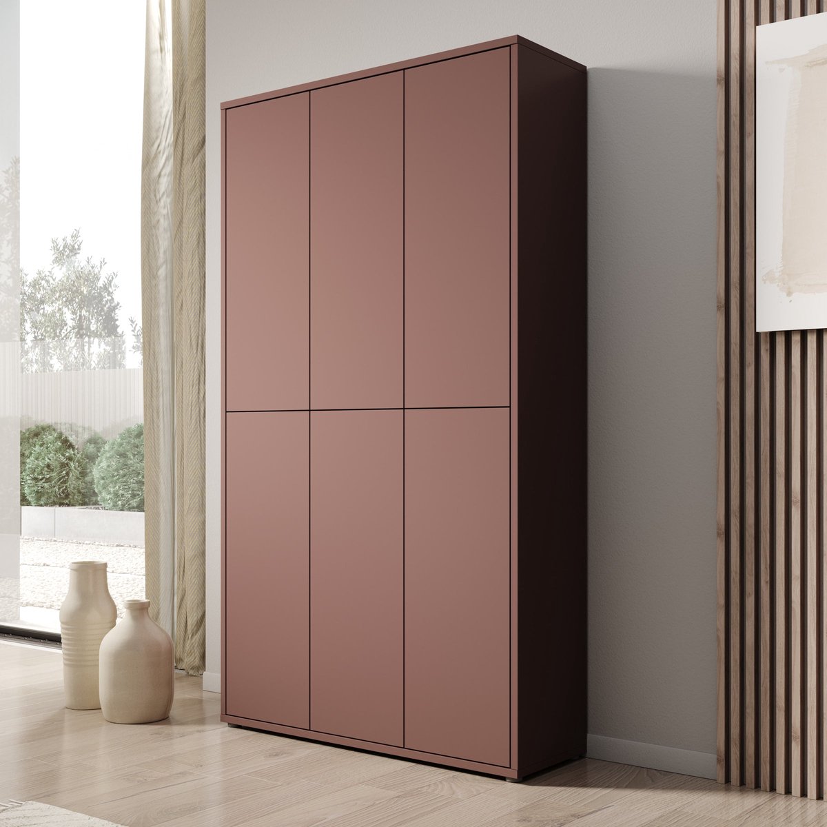 Meubella - Amber - Schoenenkast - Terracotta - 109x35x192 cm
