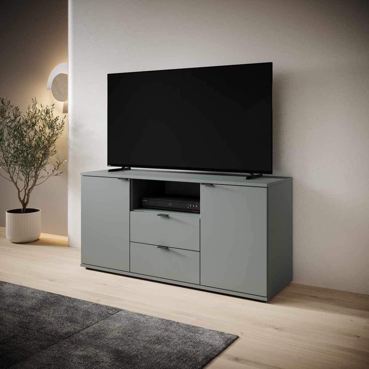 MEUBELLA Galeno - TV-Meubel - Groen - 130x41x63 cm