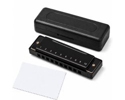 Mondharmonica – C Majeur – met Case - voor Volwassenen & Kinderen - Zwart - 10 Gaten