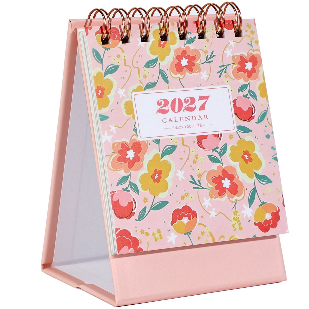Kleine bureaukalender 2026–2027 – Bureaukalender - Kalender - Loopt van juli 2026 tot december 2027 – Mini-bureaukalender voor 18 maanden – 7.6x12CM - Geschikt voor school, thuis en kantoor - Roze