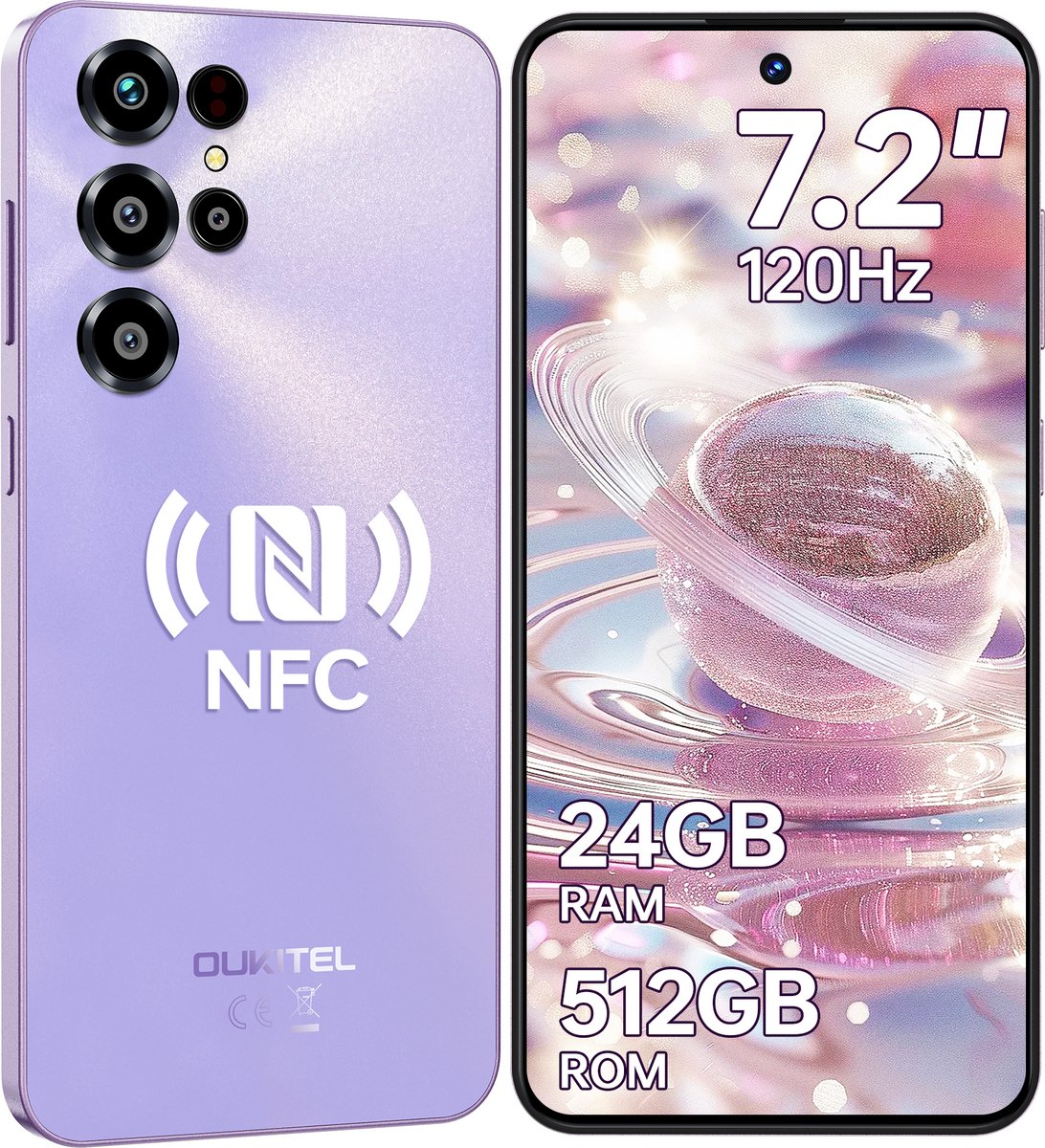 OUKITEL C68 Smartphone 4G-7.2 inch HD-120HZ-24GB RAM-512GB ROM-64MP camera-Android 15-NFC