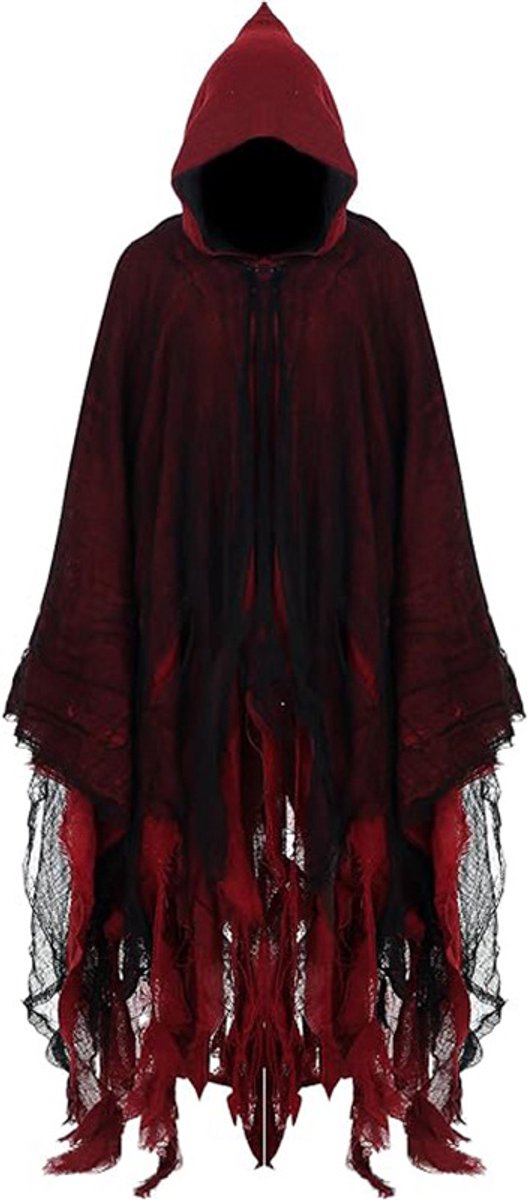 Daity Halloween Cape met Capuchon — Verscheurde Gescheurde Cloak — Uniseks Volwassen Kostuum voor Halloween Feest — Cosplay en Verkleedpartijen（150cm)