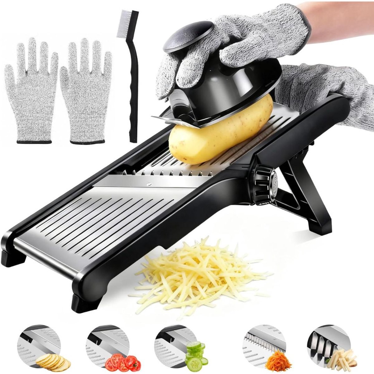JCP® Groentesnijder - Groente Snijder Handmatig - Spiraalsnijder - Zwart - 18cm x 8cm x 41cm