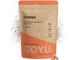 GOYU Chaga 1.500 mg per dagdosering Biologisch 60 Capsules - Paddenstoel mushroom – Vegan - Zonder toevoegingen - Lab getest - 30 dagen voorraad per zakje