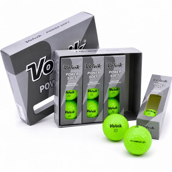 Volvik Power Soft Golfballen 12 Stuks - 2-Piece - Neon Groen - Explosieve Balsnelheid - Zacht Gevoel - Golfballen voor Beginners & Mid-Level Golfers - Golfballen van Volvik — afbeelding 2