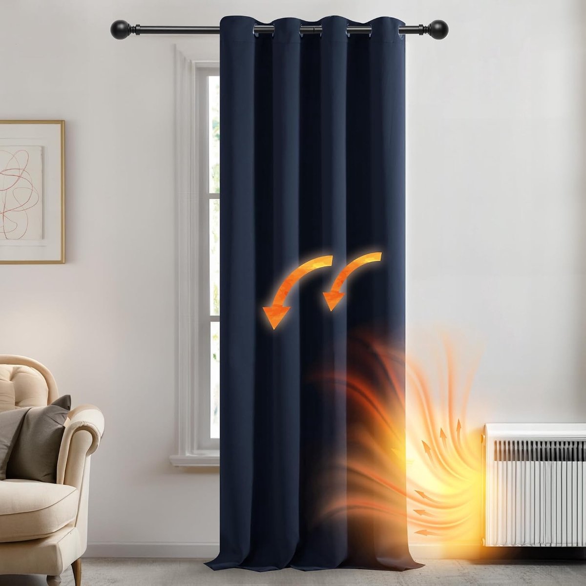 Verduisteringsgordijn - Marineblauw - 140 x 260 cm - Verduisterend en Isolerend Gordijn met Oogjes - Voor Slaapkamer en Woonkamer