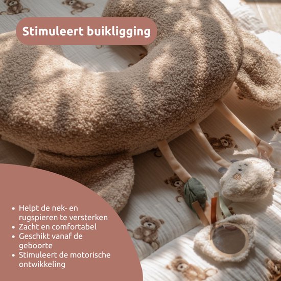 MamaLoes Bowie de Beer Buiktrainer Baby - Buikligtrainer - Tummy Time kussen - Buikkussen - Activiteitenkussen — afbeelding 3