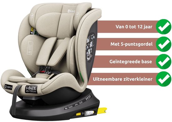 Ding Aiden Autostoel - Zwart - 360° Draaibare Isofix Autostoel - i-Size - Vanaf 40 tot 150cm - 0 tot 12 jaar van DING. — afbeelding 2