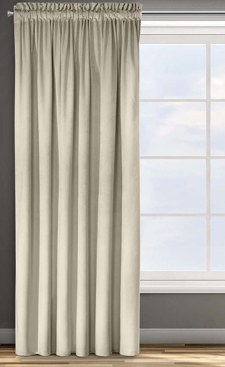 Verduisteringsgordijn - Beige - Gordijnband - Satijn - Voor Woonkamer en Slaapkamer