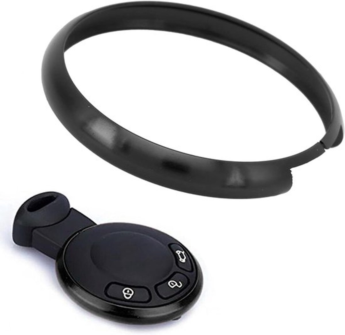 Sleutelringhoes - Aluminium - Slimme hoes - Vervanging - Sleutelhangerring - R55 R56 R57 R58 R59 R60 - zwart - Geschikt voor - zwart model - Uitneembare sleutelhoes met sleutelhanger