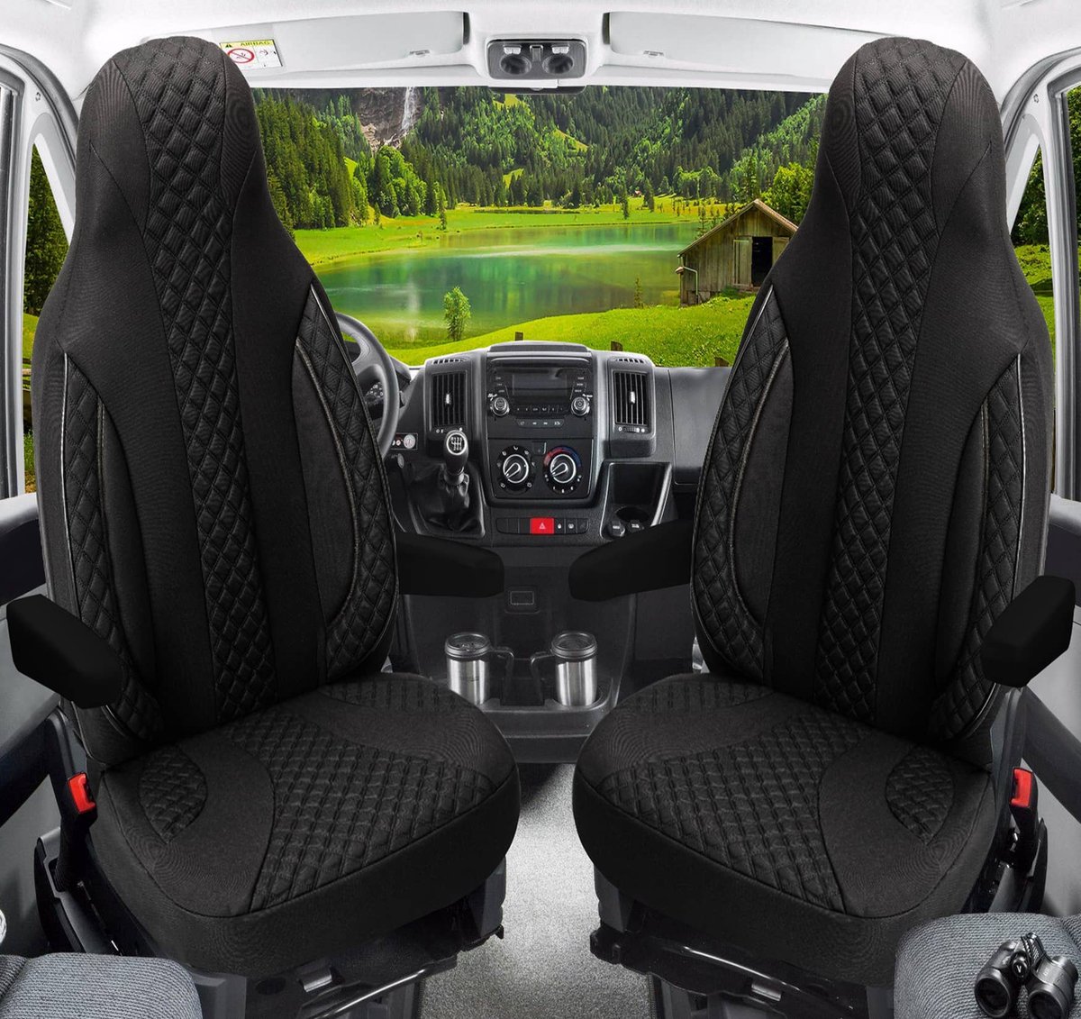 Premium Camper stoelhoezen voor Roller Team WPL404 in Zwart (2 losse stoelen)