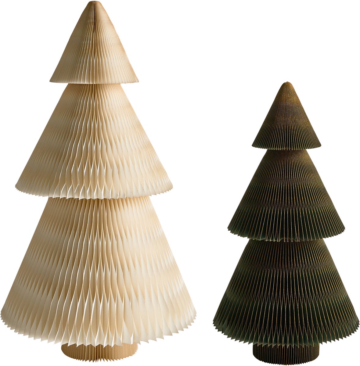 VEFSNA - Set van 2 kerstfiguren - Beige/Groen - Papier