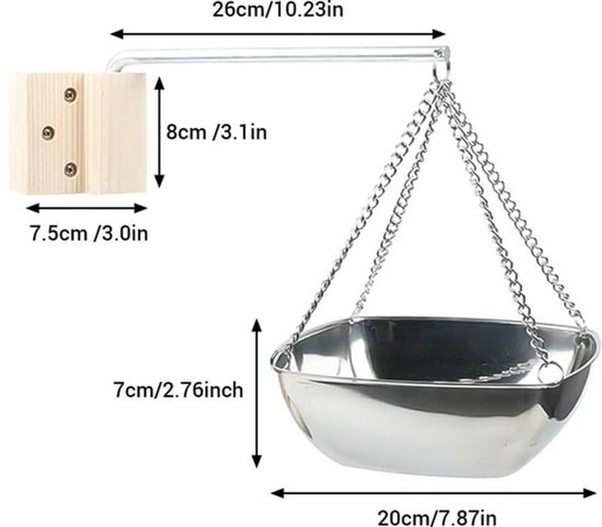 Sauna-aromabak van roestvrij staal - wandmontage met zwaaiarm - 20 cm vierkant - sauna-accessoires - Essenti