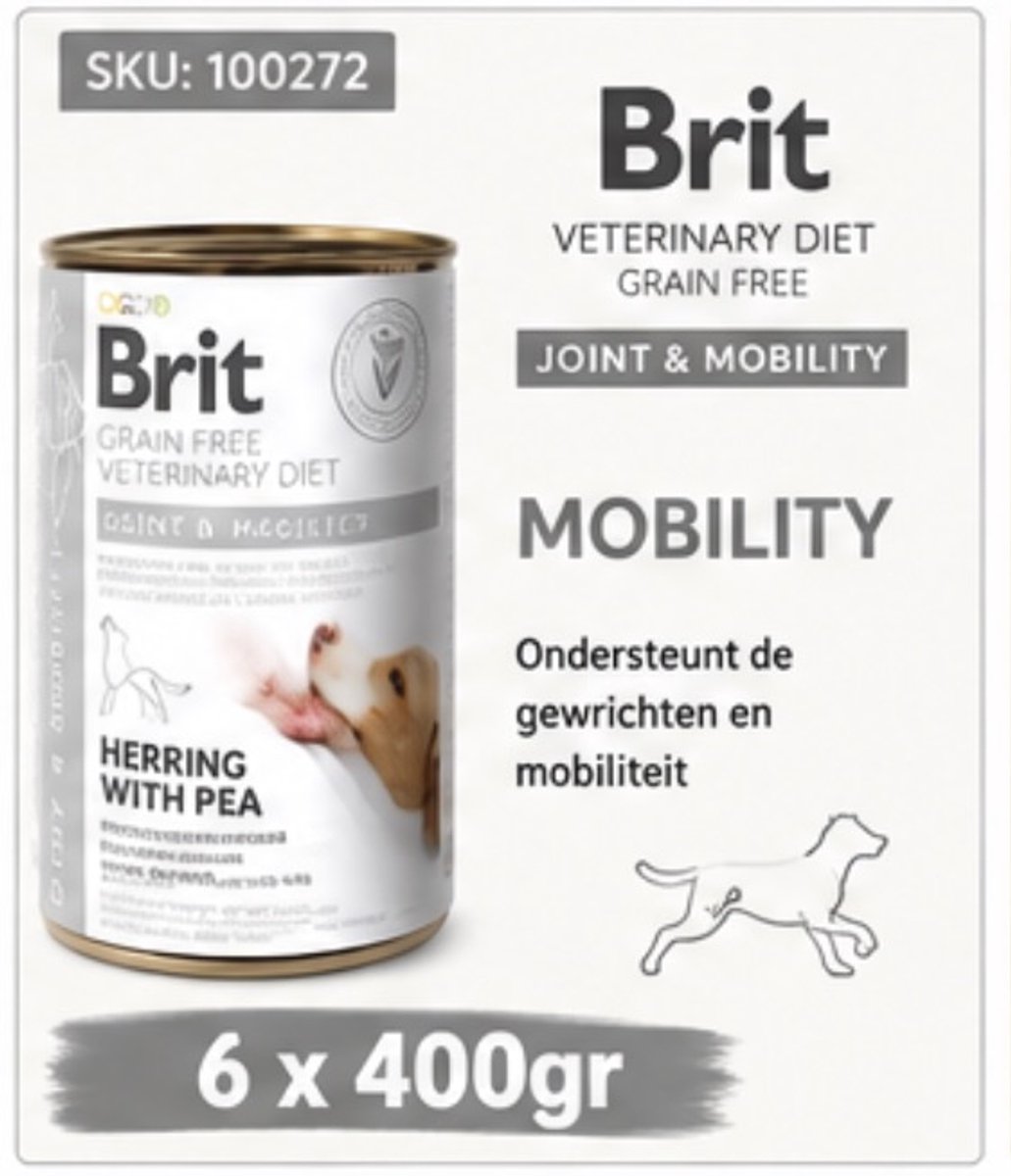 Brit Veterinary Diet Dog - Grain free - Joint & Mobility - Blik - 6 x 400 g