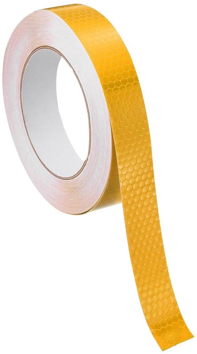 Reflecterend plakband, waarschuwing en markeringstape voor diverse toepassingen, geel, 2,5 cm x 167 m