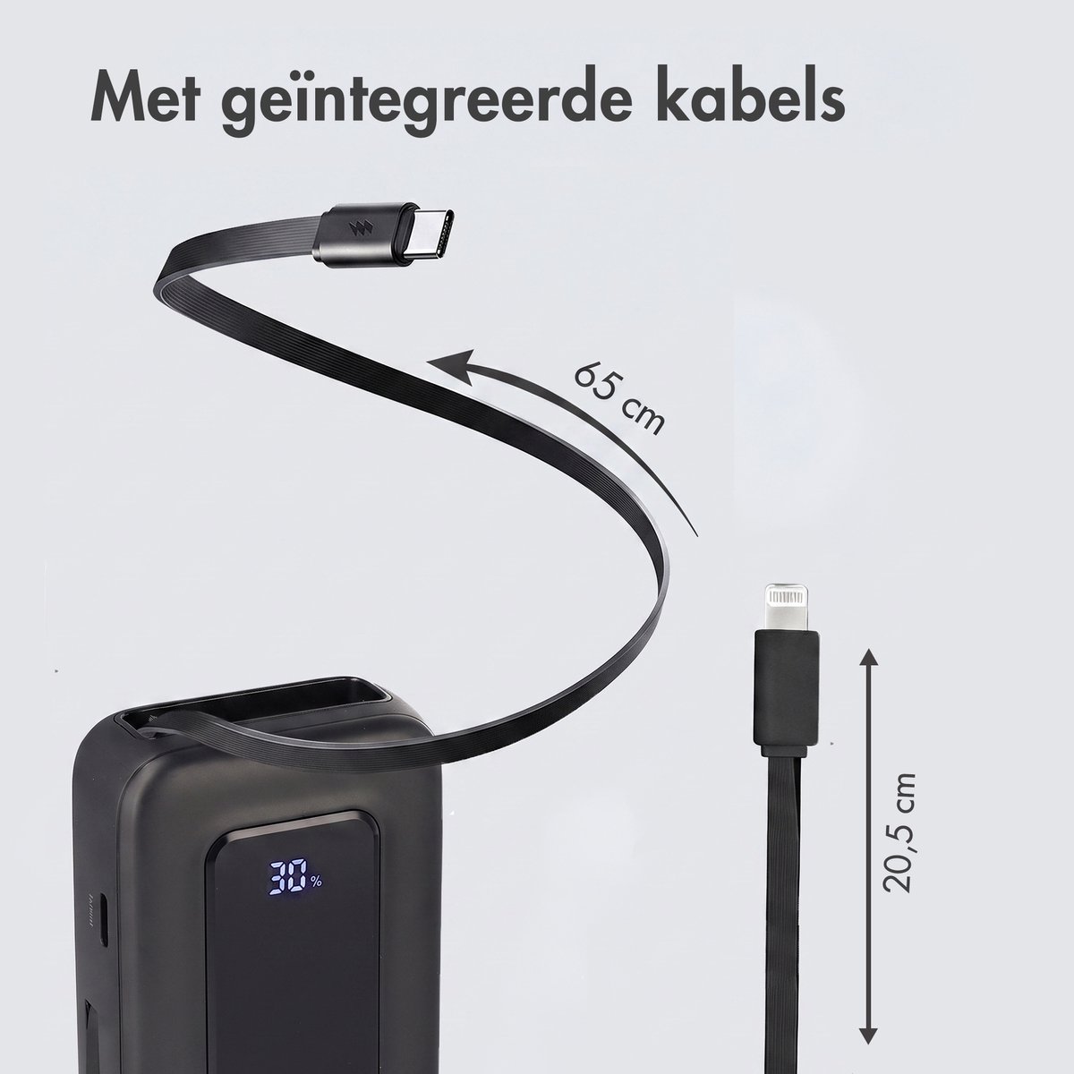 Ploonk Powerbank 10000 mAh met Geïntegreerde Kabels - afbeelding 3