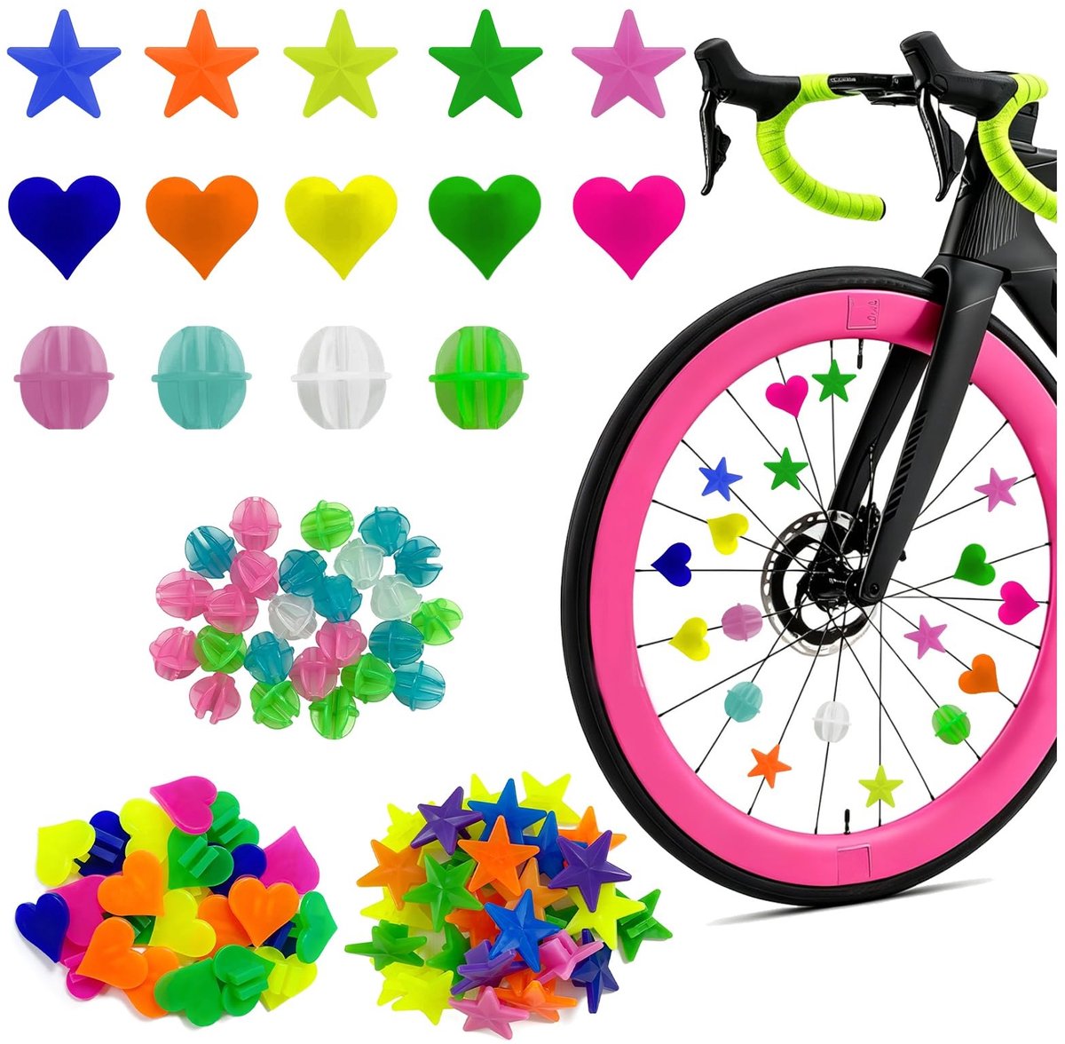 Solidchoice - Set van 210 Kleurrijke Fietsspaken Decoraties