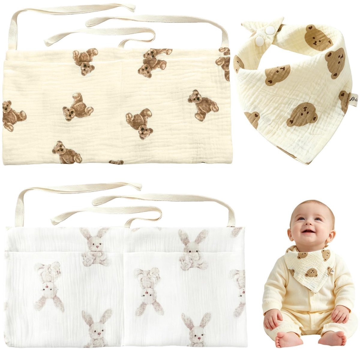 Solidchoice - Organizers voor Babybed met 2 Opbergvakken