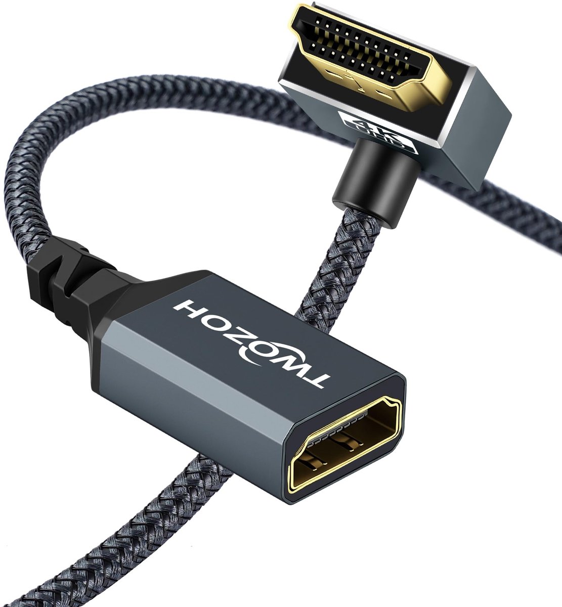 Solidchoice - HDMI Extensie Kabel 1.5M, 90° Beneden Hoek, Male naar Female, HDMI 2.0 Adapter