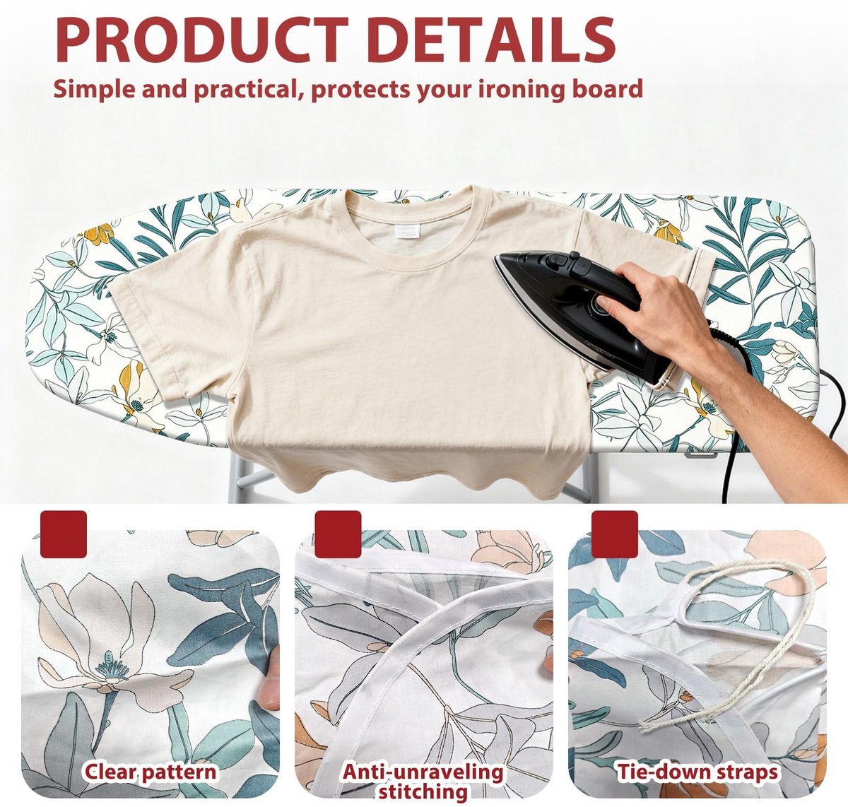 Solidchoice - Antislip Strijkplankhoes met Elastische Rand 50,8 x 139,7 cm