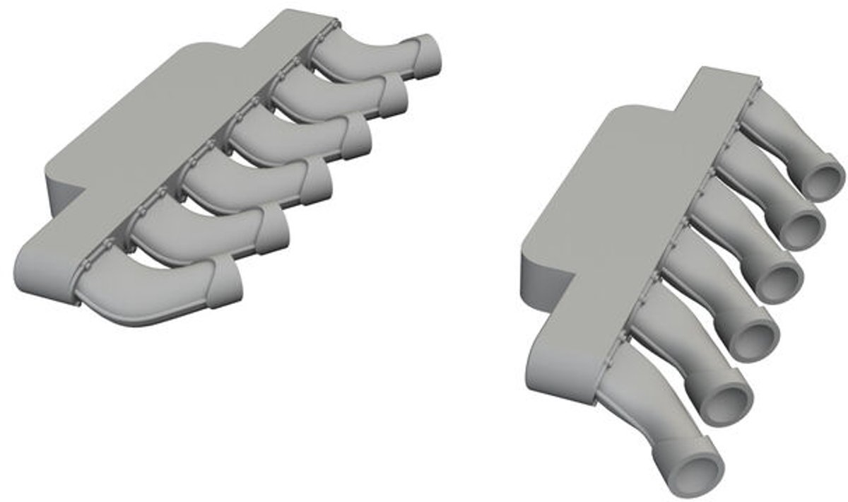 Eduard Modelbouwpakket - 6481209 PRINT - Afgeronde uitlaatpijpen voor Supermarine Spitfire Mk.IX - Resin onderdeel - 1:48 - Modelbouw
