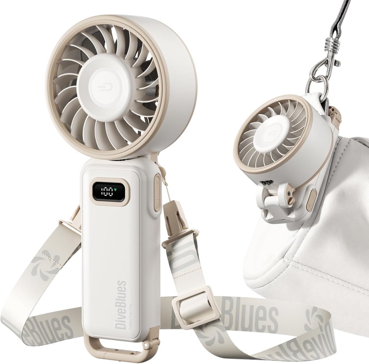 Mini airco - Wit - Mini - Draagbare Ventilator met Oplaadbare Batterij - Voor Hand, Bureau en Nek