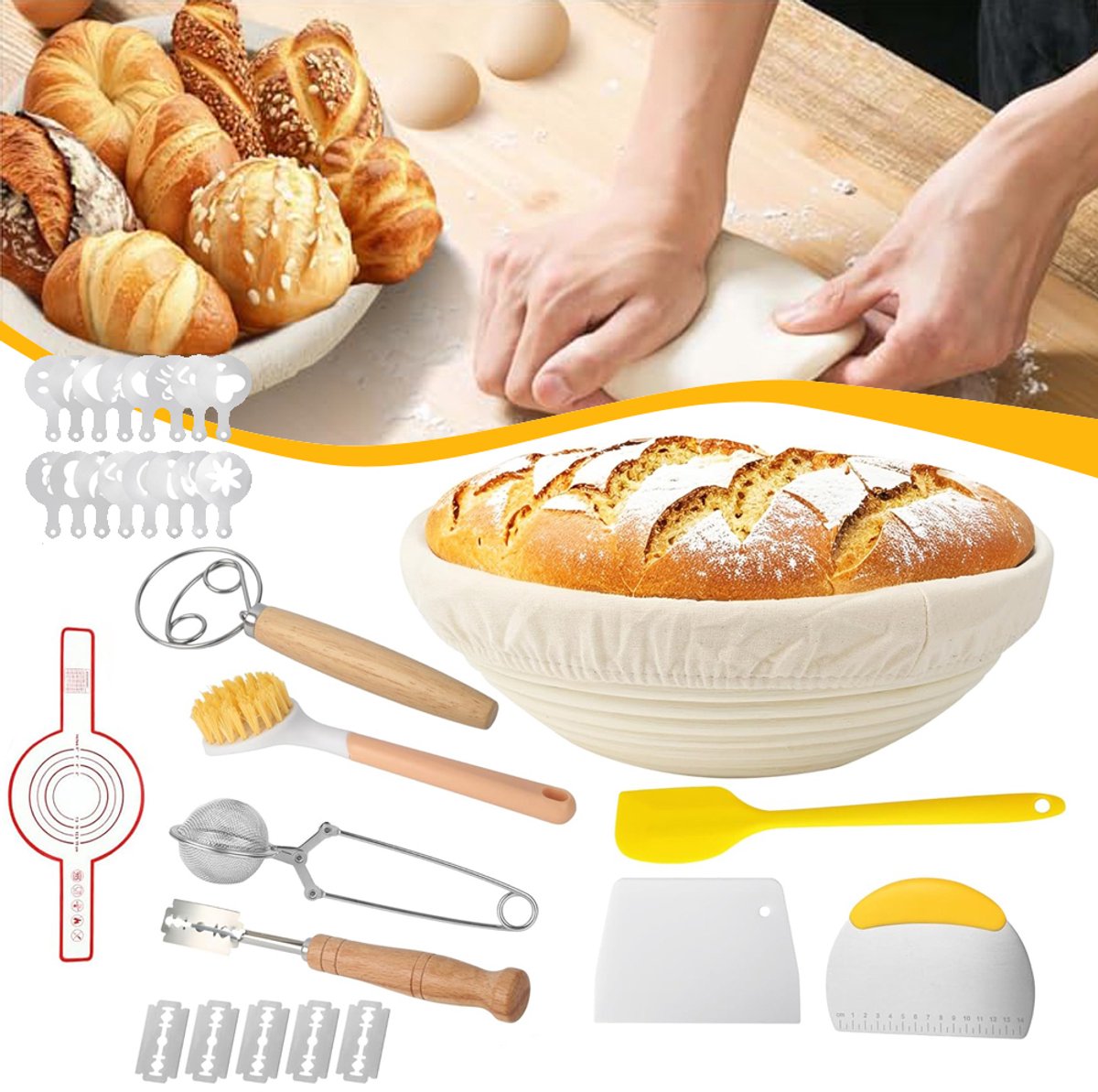 Zuurdesem Starterkit - Rijsmand Voor Zuurdesem - Benodigdhedenpakketten Voor Zuurdesemstarter - Broodbakaccessoires