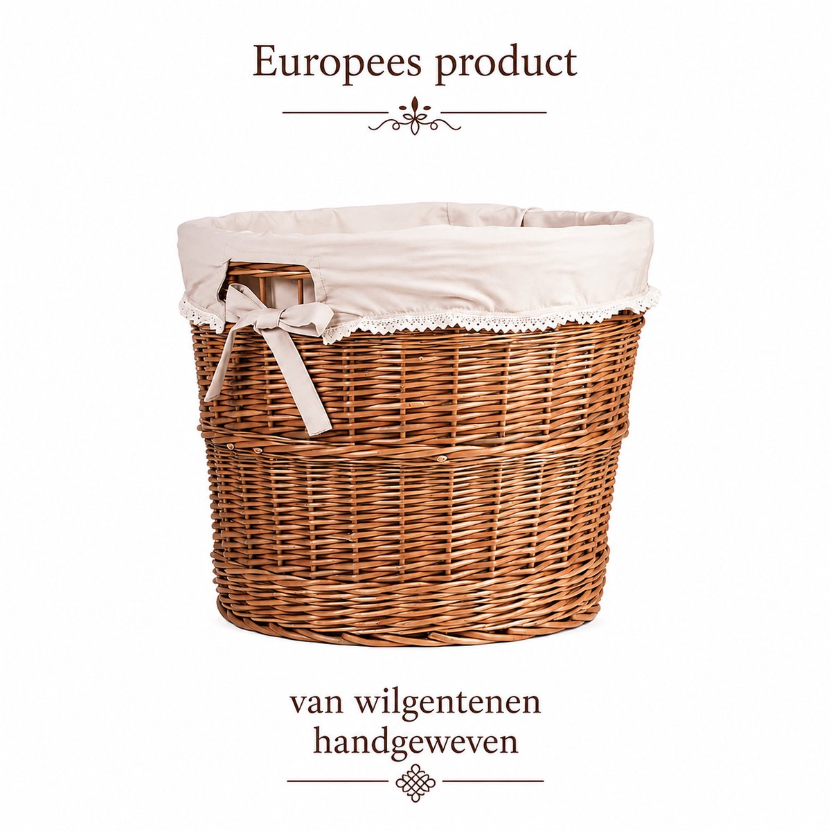 TheWickerStories - Rieten Opbergmand - Rond - Met Beige Voering - Handgevlochten