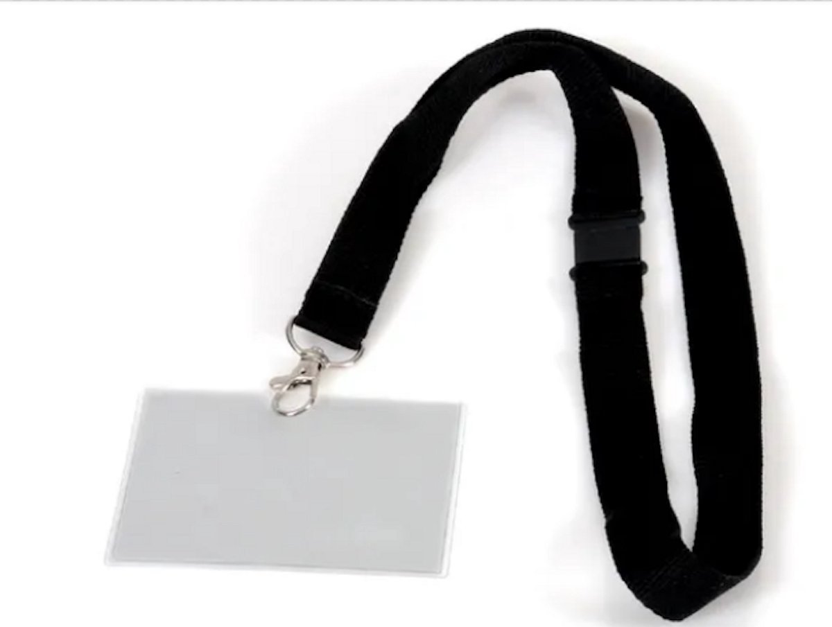 Transparante Naambadge met Zwart Nekkoord – Liggende Pashouder met Karabijnhaak – Badgehouder voor ID-kaart, Werkpas & Beurs – Keycord Lanyard – 1 Stuk