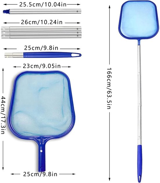 Zwembad Schepnet - Blauw - 122 cm - Met Aluminium Telescoopstandaard - Voor Zwembad en Vijver — afbeelding 2
