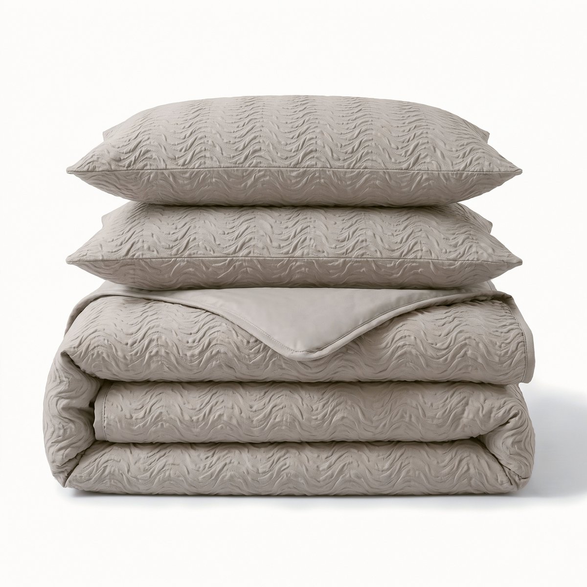 Sleeptime Curve 3D Dekbedovertrek – 200x200/220 cm – Taupe/Grijs
