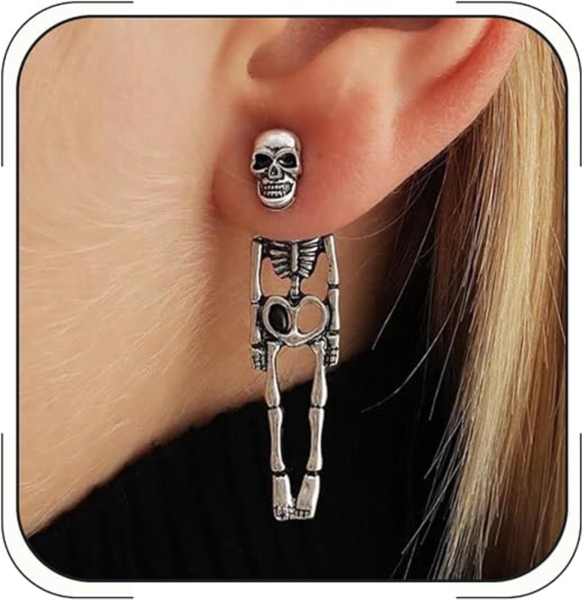 Daity Halloween oorbellen – Spookachtige oorbellen in de vorm van een schedel – Vintage oorbellen in de vorm van een skelet – Horror-accessoires, perfect voor Halloweenfeestjes